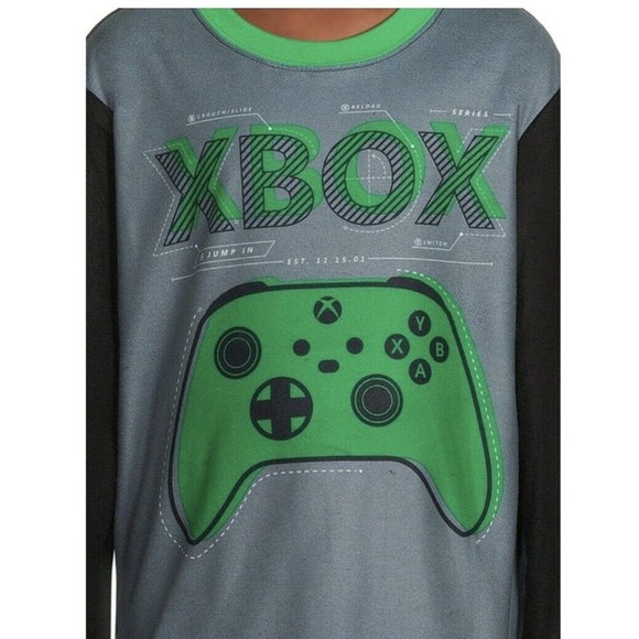 NIP XBOX Gaming Boys PJ’s Long Sleeve Pants 2pc Set Green Fleece 6/7 - Picture 2 of 5